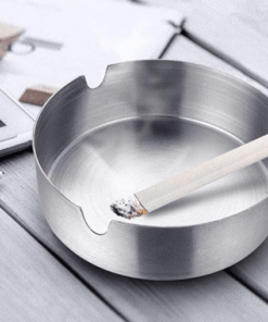 Shri & Sam High Grade Stainless Steel Cigarette Ash Tray- Round Shape (12 cm)